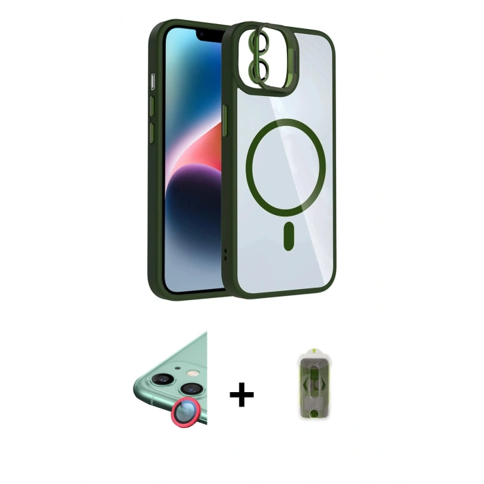 MARSİLYAN™- iPhone 11 Kılıf Yadigar Asil Koleksiyonu - Siyah Joko Magic 5D Hayalet Cam + Raze Metal Kamera Lens - KI