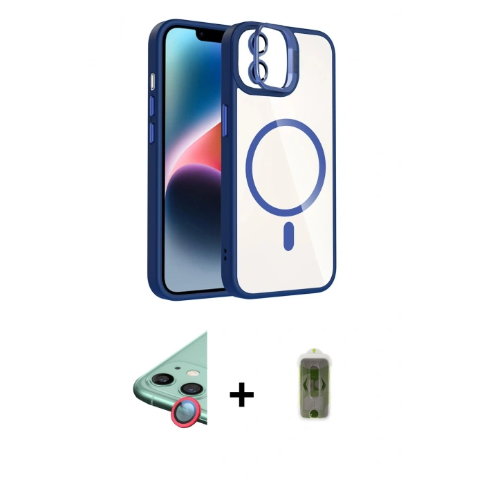 MARSİLYAN™- iPhone 11 Kılıf Yadigar Asil Koleksiyonu - Siyah Joko Magic 5D Hayalet Cam + Raze Metal Kamera Lens - KI