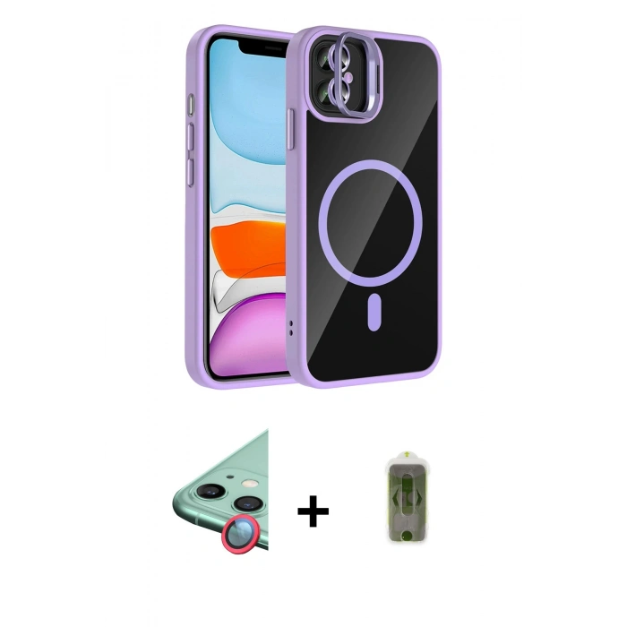 MARSİLYAN™- iPhone 11 Kılıf Yadigar Asil Koleksiyonu - Siyah Joko Magic 5D Hayalet Cam + Raze Metal Kamera Lens - KI