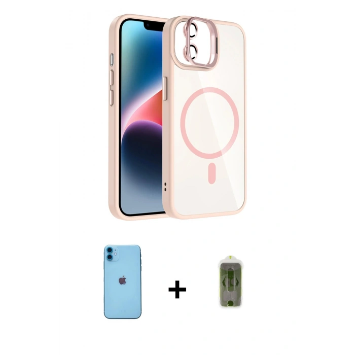 MARSİLYAN™- iPhone 11 Kılıf Yadigar Asil Koleksiyonu - Siyah Joko Magic 5D Hayalet Cam + Neon Fosforlu Kamera Lens - MI