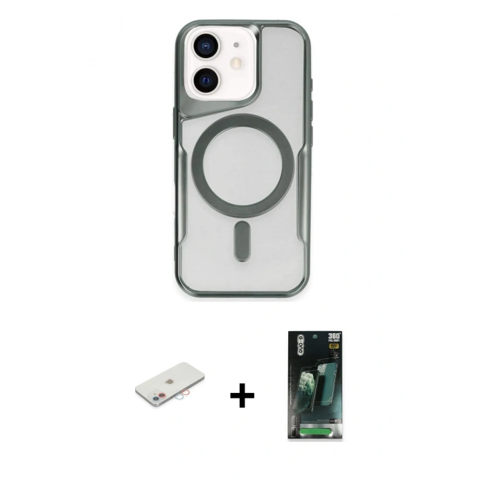 MARSİLYAN™- iPhone 11 Kılıf Yadigar Klasik Özel Seri - Şeffaf 360 Full Body Arka Koruyucu + Renkli Kamera Lens Koruma Cam - PE