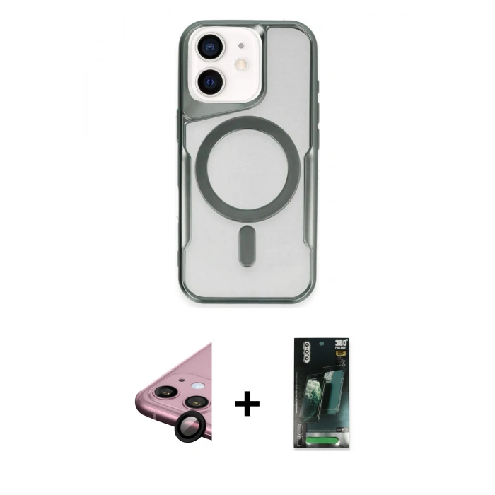 MARSİLYAN™- iPhone 11 Kılıf Yadigar Klasik Özel Seri - Şeffaf 360 Full Body Arka Koruyucu + Raze Metal Kamera Lens - SH