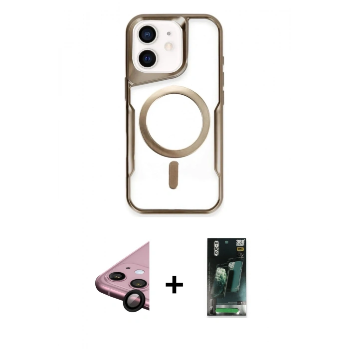 MARSİLYAN™- iPhone 11 Kılıf Yadigar Klasik Özel Seri - Şeffaf 360 Full Body Arka Koruyucu + Raze Metal Kamera Lens - SH