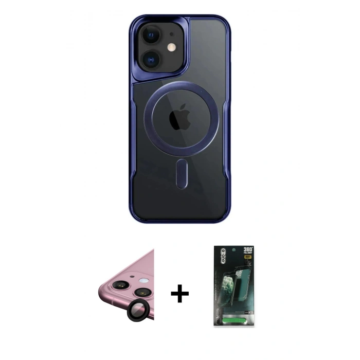 MARSİLYAN™- iPhone 11 Kılıf Yadigar Klasik Özel Seri - Şeffaf 360 Full Body Arka Koruyucu + Raze Metal Kamera Lens - SH