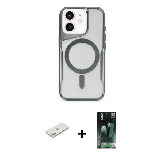 MARSİLYAN™- iPhone 11 Kılıf Yadigar Klasik Özel Seri - Şeffaf 360 Full Body Arka Koruyucu + Renkli Kamera Lens Koruma Cam - TU
