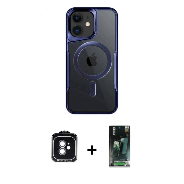 MARSİLYAN™- iPhone 11 Kılıf Yadigar Klasik Özel Seri - Şeffaf 360 Full Body Arka Koruyucu + Yeşil PVD Metal Kamera Lens