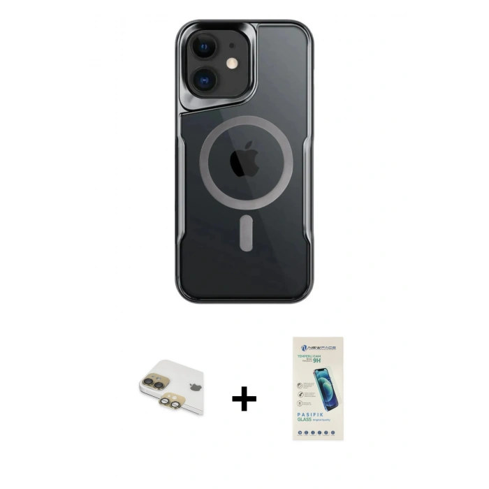 MARSİLYAN™- iPhone 11 Kılıf Yadigar Klasik Özel Seri - Şeffaf Pasifik Cam Ekran Koruyucu + Pers Alüminyum Kamera Lens - GD