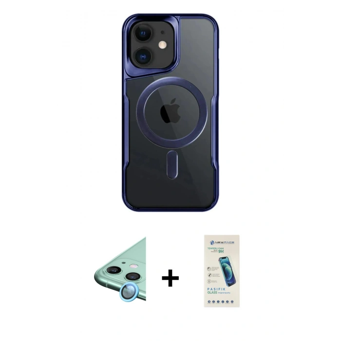 MARSİLYAN™- iPhone 11 Kılıf Yadigar Klasik Özel Seri - Şeffaf Pasifik Cam Ekran Koruyucu + Raze Metal Kamera Lens - MI