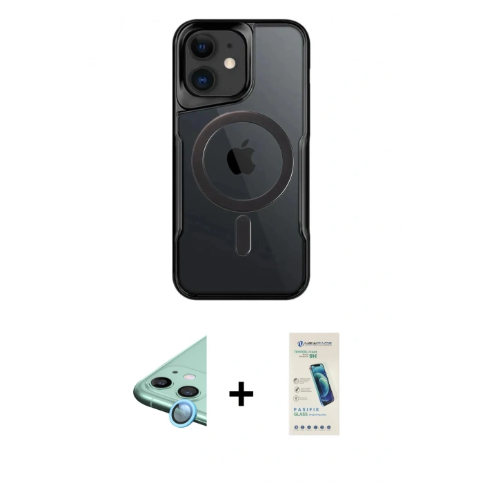 MARSİLYAN™- iPhone 11 Kılıf Yadigar Klasik Özel Seri - Şeffaf Pasifik Cam Ekran Koruyucu + Raze Metal Kamera Lens - MI