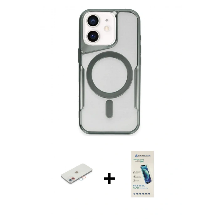 MARSİLYAN™- iPhone 11 Kılıf Yadigar Klasik Özel Seri - Şeffaf Pasifik Cam Ekran Koruyucu + Renkli Kamera Lens Koruma Cam - PE