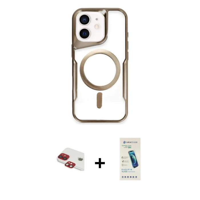MARSİLYAN™- iPhone 11 Kılıf Yadigar Klasik Özel Seri - Şeffaf Pasifik Cam Ekran Koruyucu + Pers Alüminyum Kamera Lens - KI