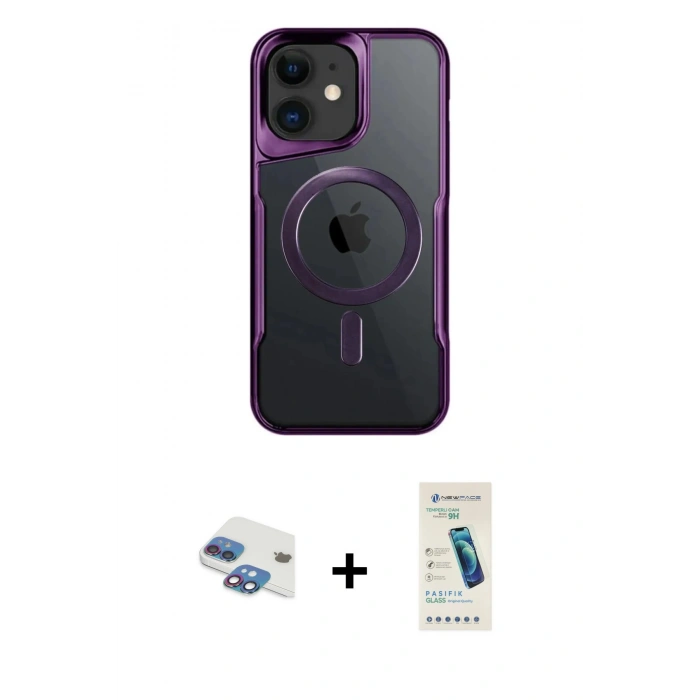 MARSİLYAN™- iPhone 11 Kılıf Yadigar Klasik Özel Seri - Şeffaf Pasifik Cam Ekran Koruyucu + Pers Alüminyum Kamera Lens - GI