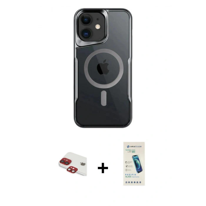 MARSİLYAN™- iPhone 11 Kılıf Yadigar Klasik Özel Seri - Şeffaf Pasifik Cam Ekran Koruyucu + Pers Alüminyum Kamera Lens - KI