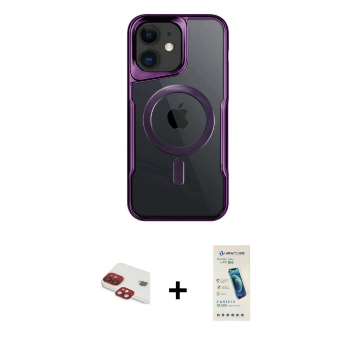 MARSİLYAN™- iPhone 11 Kılıf Yadigar Klasik Özel Seri - Şeffaf Pasifik Cam Ekran Koruyucu + Pers Alüminyum Kamera Lens - KI