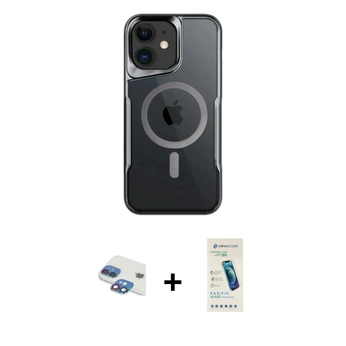 MARSİLYAN™- iPhone 11 Kılıf Yadigar Klasik Özel Seri - Şeffaf Pasifik Cam Ekran Koruyucu + Pers Alüminyum Kamera Lens - GI