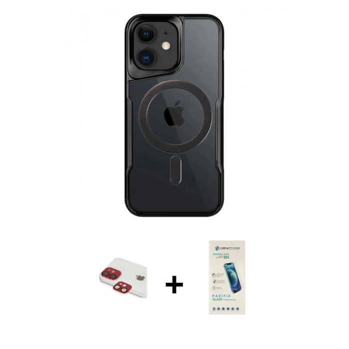 MARSİLYAN™- iPhone 11 Kılıf Yadigar Klasik Özel Seri - Şeffaf Pasifik Cam Ekran Koruyucu + Pers Alüminyum Kamera Lens - KI