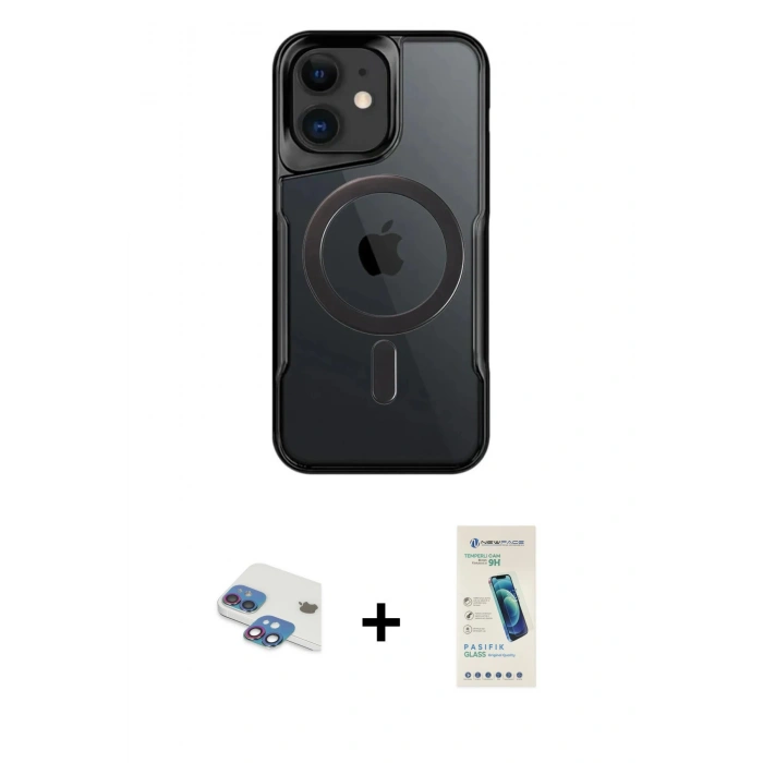 MARSİLYAN™- iPhone 11 Kılıf Yadigar Klasik Özel Seri - Şeffaf Pasifik Cam Ekran Koruyucu + Pers Alüminyum Kamera Lens - GI