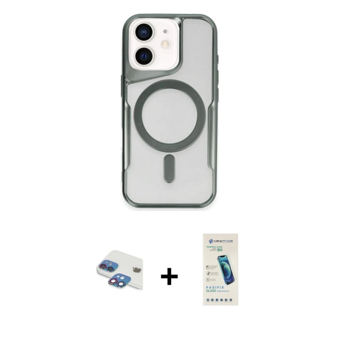 MARSİLYAN™- iPhone 11 Kılıf Yadigar Klasik Özel Seri - Şeffaf Pasifik Cam Ekran Koruyucu + Pers Alüminyum Kamera Lens - GI