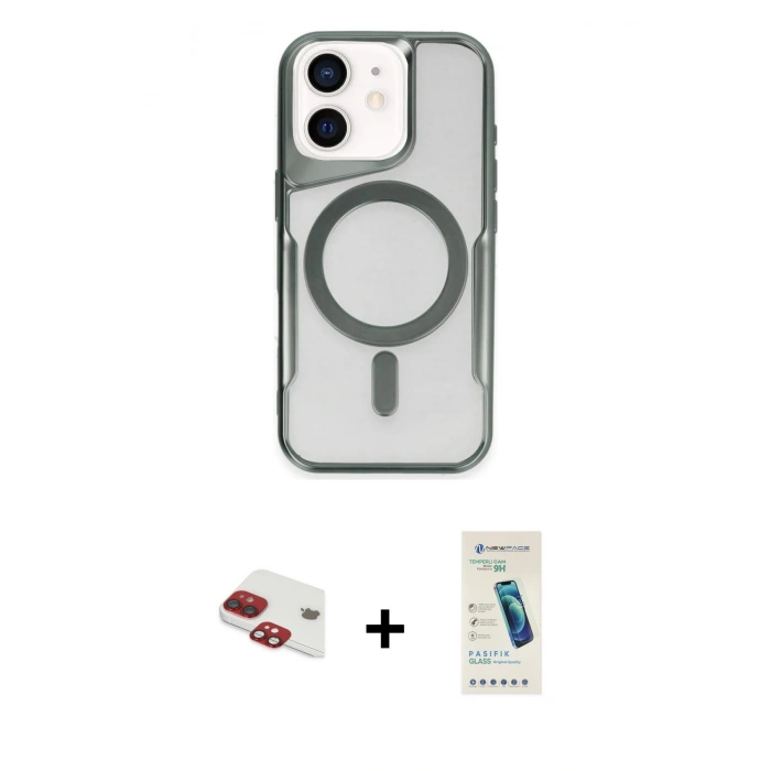 MARSİLYAN™- iPhone 11 Kılıf Yadigar Klasik Özel Seri - Şeffaf Pasifik Cam Ekran Koruyucu + Pers Alüminyum Kamera Lens - KI