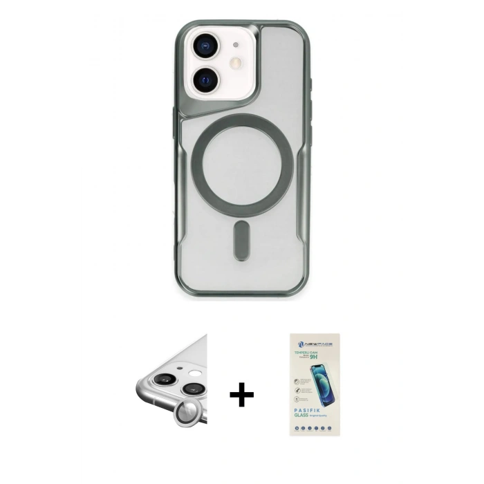 MARSİLYAN™- iPhone 11 Kılıf Yadigar Klasik Özel Seri - Şeffaf Pasifik Cam Ekran Koruyucu + Raze Metal Kamera Lens - GS