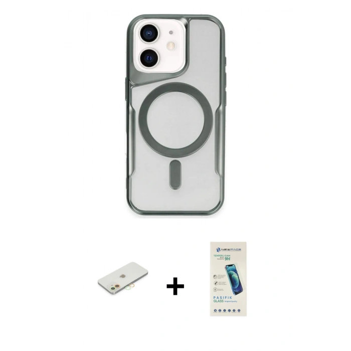 MARSİLYAN™- iPhone 11 Kılıf Yadigar Klasik Özel Seri - Şeffaf Pasifik Cam Ekran Koruyucu + Renkli Kamera Lens Koruma Cam - TU