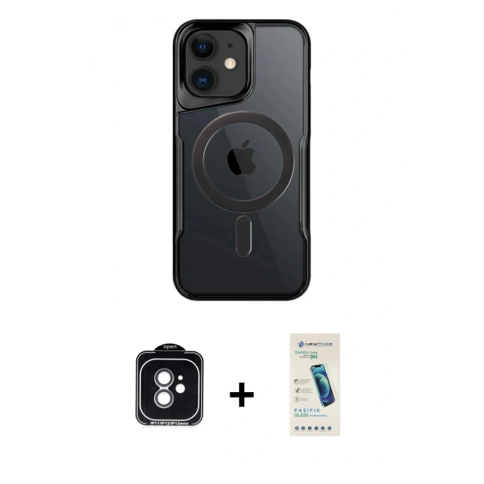 MARSİLYAN™- iPhone 11 Kılıf Yadigar Klasik Özel Seri - Şeffaf Pasifik Cam Ekran Koruyucu + PVD Metal Kamera Lens - YL