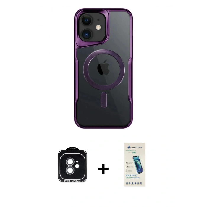 MARSİLYAN™- iPhone 11 Kılıf Yadigar Klasik Özel Seri - Şeffaf Pasifik Cam Ekran Koruyucu + PVD Metal Kamera Lens - YL