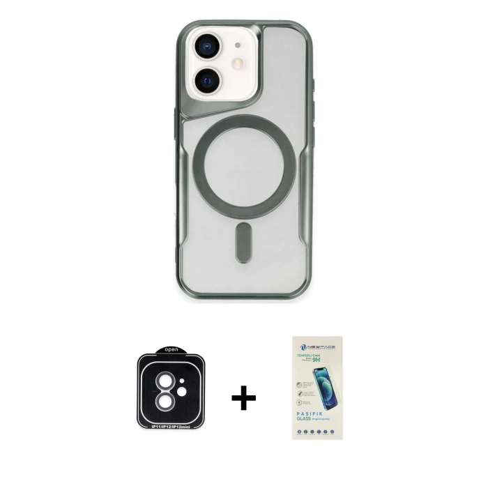 MARSİLYAN™- iPhone 11 Kılıf Yadigar Klasik Özel Seri - Şeffaf Pasifik Cam Ekran Koruyucu + PVD Metal Kamera Lens - YL