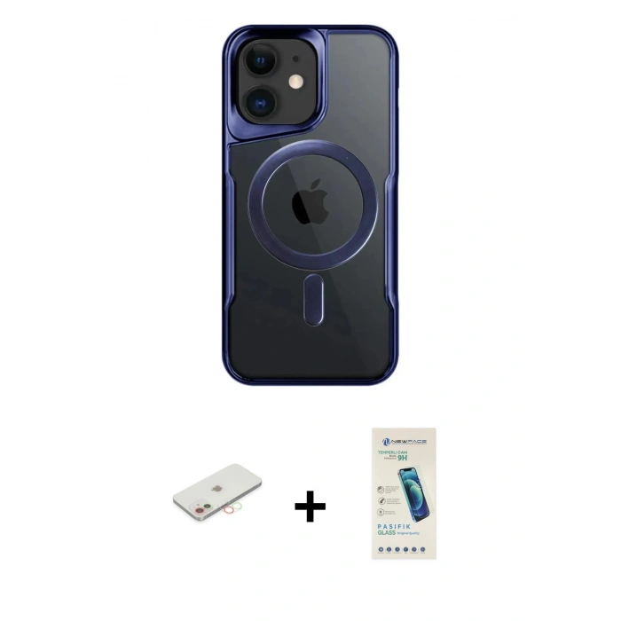 MARSİLYAN™- iPhone 11 Kılıf Yadigar Klasik Özel Seri - Şeffaf Pasifik Cam Ekran Koruyucu + Renkli Kamera Lens Koruma Cam - YL