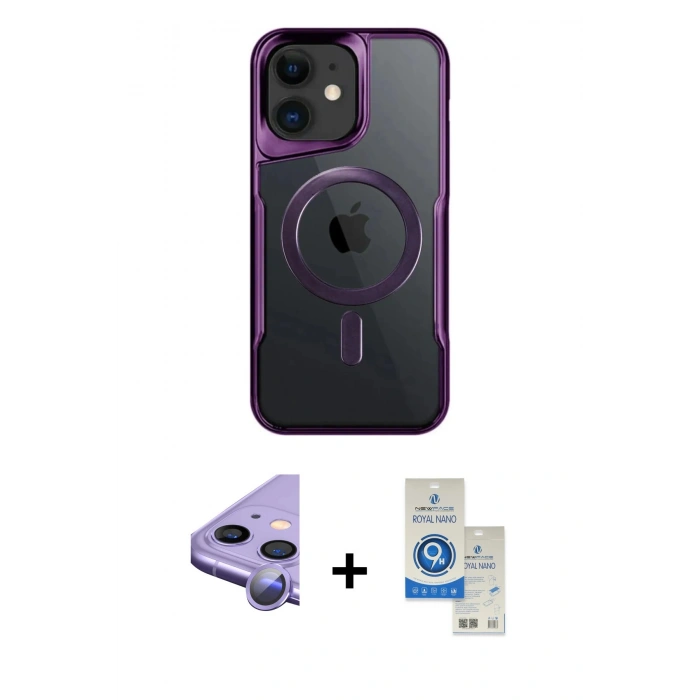 MARSİLYAN™- iPhone 11 Kılıf Yadigar Klasik Özel Seri - Şeffaf Royal Nano Ekran Koruyucu + Raze Metal Kamera Lens - MR