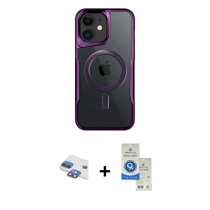 MARSİLYAN™- iPhone 11 Kılıf Yadigar Klasik Özel Seri - Şeffaf Royal Nano Ekran Koruyucu + Pers Alüminyum Kamera Lens - GI