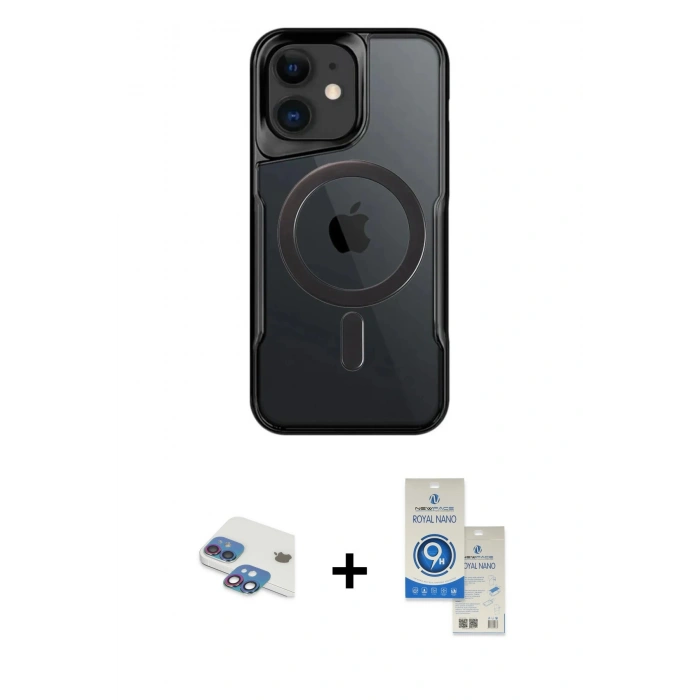 MARSİLYAN™- iPhone 11 Kılıf Yadigar Klasik Özel Seri - Şeffaf Royal Nano Ekran Koruyucu + Pers Alüminyum Kamera Lens - GI
