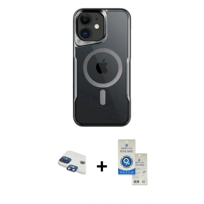 MARSİLYAN™- iPhone 11 Kılıf Yadigar Klasik Özel Seri - Şeffaf Royal Nano Ekran Koruyucu + Pers Alüminyum Kamera Lens - LT