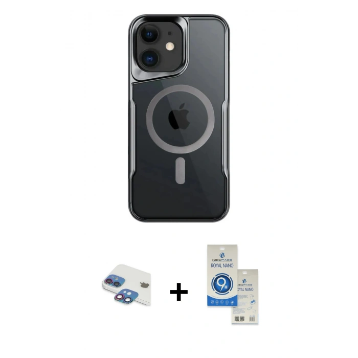 MARSİLYAN™- iPhone 11 Kılıf Yadigar Klasik Özel Seri - Şeffaf Royal Nano Ekran Koruyucu + Pers Alüminyum Kamera Lens - GI
