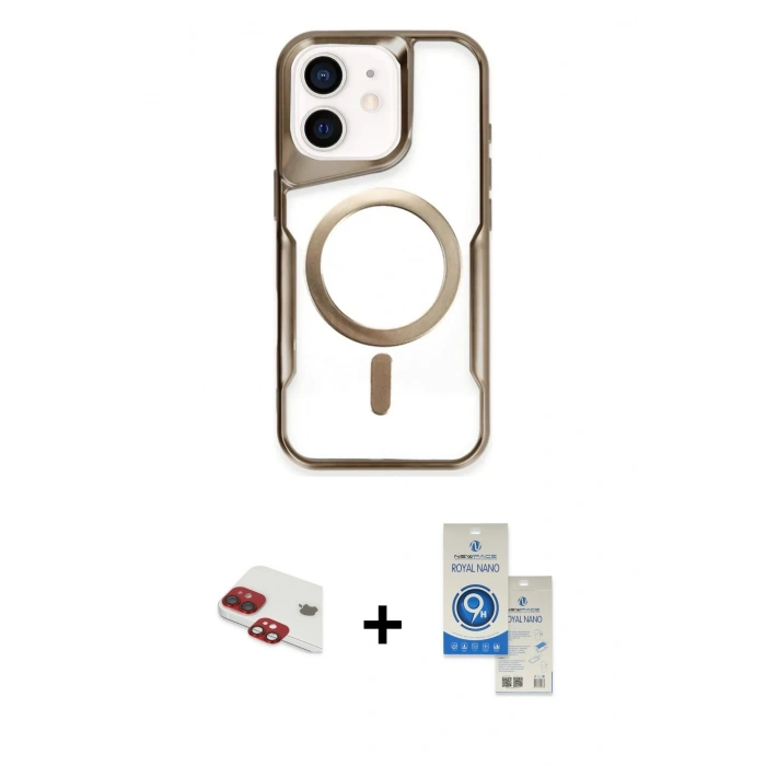 MARSİLYAN™- iPhone 11 Kılıf Yadigar Klasik Özel Seri - Şeffaf Royal Nano Ekran Koruyucu + Pers Alüminyum Kamera Lens - KI