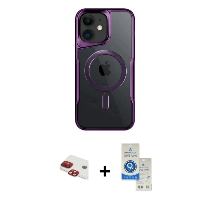 MARSİLYAN™- iPhone 11 Kılıf Yadigar Klasik Özel Seri - Şeffaf Royal Nano Ekran Koruyucu + Pers Alüminyum Kamera Lens - KI