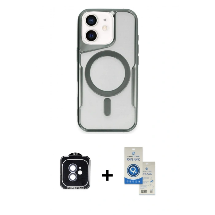 MARSİLYAN™- iPhone 11 Kılıf Yadigar Klasik Özel Seri - Şeffaf Royal Nano Ekran Koruyucu + PVD Metal Kamera Lens - MI