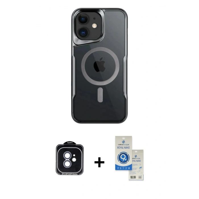 MARSİLYAN™- iPhone 11 Kılıf Yadigar Klasik Özel Seri - Şeffaf Royal Nano Ekran Koruyucu + PVD Metal Kamera Lens - MI