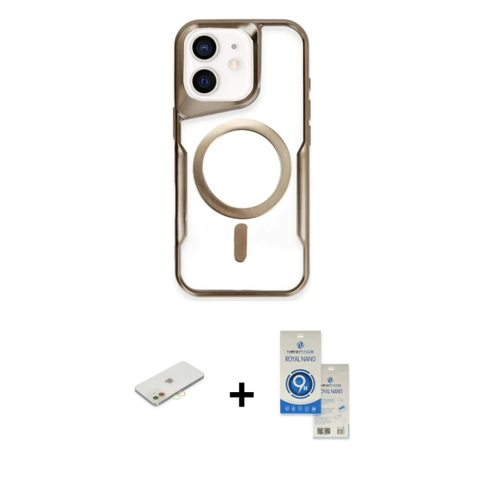 MARSİLYAN™- iPhone 11 Kılıf Yadigar Klasik Özel Seri - Şeffaf Royal Nano Ekran Koruyucu + Renkli Kamera Lens Koruma Cam - TU