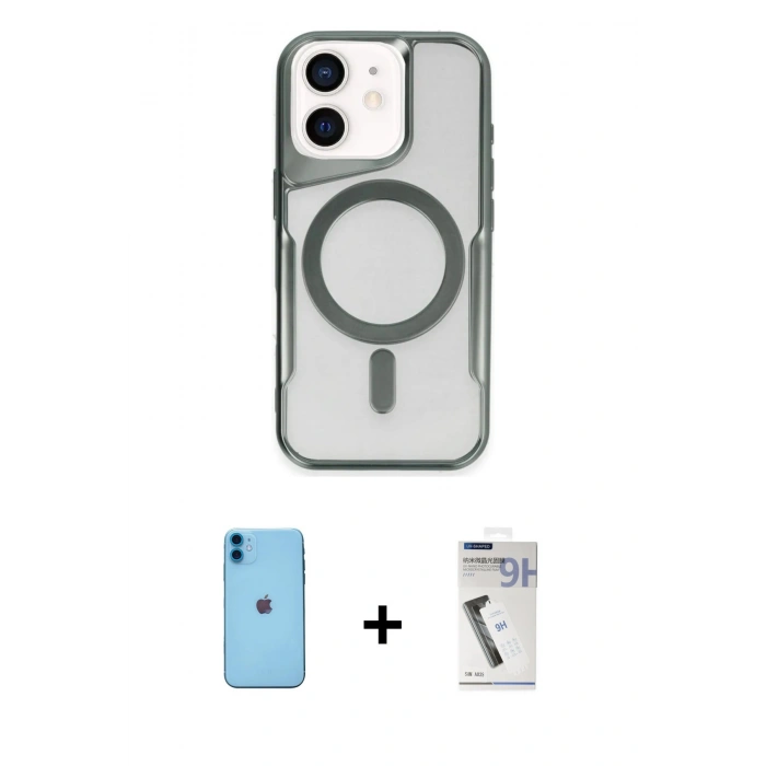MARSİLYAN™- iPhone 11 Kılıf Yadigar Klasik Özel Seri - Şeffaf Uv Polymer Nano Ekran Koruyucu + Neon Fosforlu Kamera Lens - MI