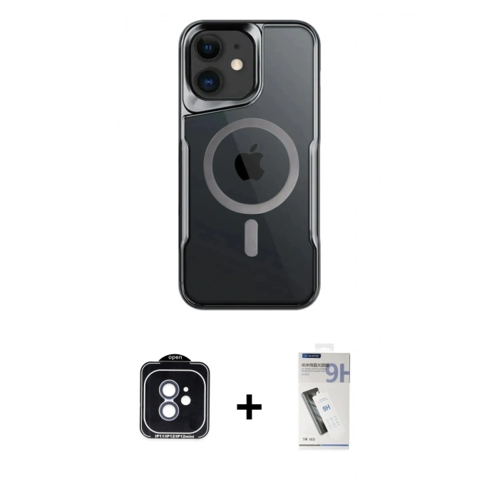MARSİLYAN™- iPhone 11 Kılıf Yadigar Klasik Özel Seri - Şeffaf Uv Polymer Nano Ekran Koruyucu + Mavi PVD Metal Kamera Lens