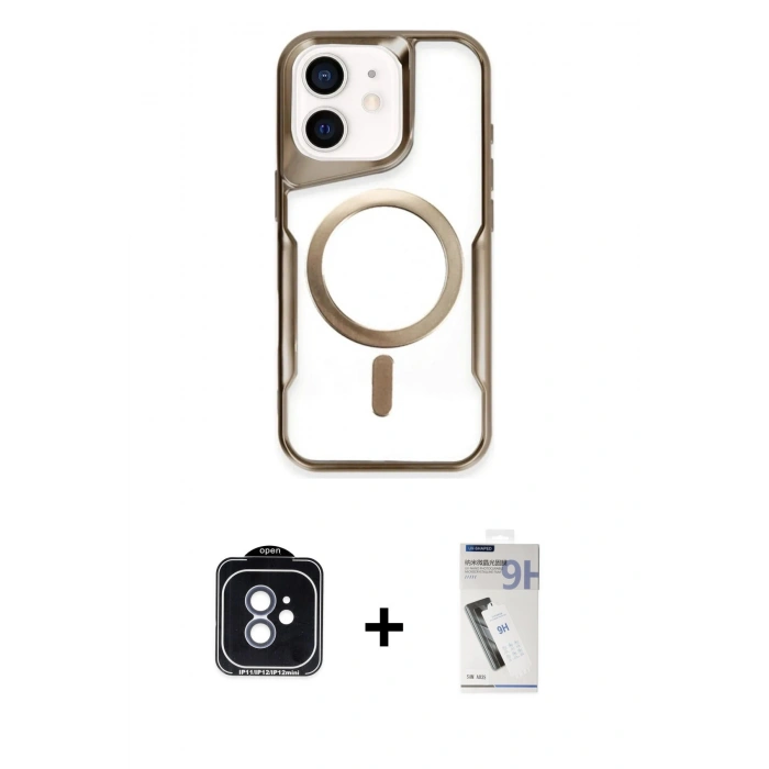 MARSİLYAN™- iPhone 11 Kılıf Yadigar Klasik Özel Seri - Şeffaf Uv Polymer Nano Ekran Koruyucu + Mavi PVD Metal Kamera Lens