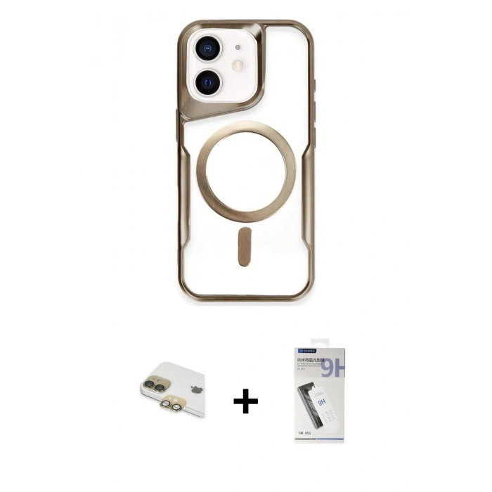 MARSİLYAN™- iPhone 11 Kılıf Yadigar Klasik Özel Seri - Şeffaf Uv Polymer Nano Ekran Koruyucu + Pers Alüminyum Kamera Lens - GD