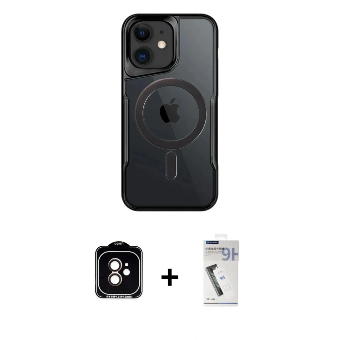 MARSİLYAN™- iPhone 11 Kılıf Yadigar Klasik Özel Seri - Şeffaf Uv Polymer Nano Ekran Koruyucu + PVD Metal Kamera Lens - TU
