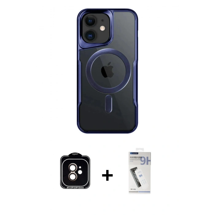 MARSİLYAN™- iPhone 11 Kılıf Yadigar Klasik Özel Seri - Şeffaf Uv Polymer Nano Ekran Koruyucu + PVD Metal Kamera Lens - TU