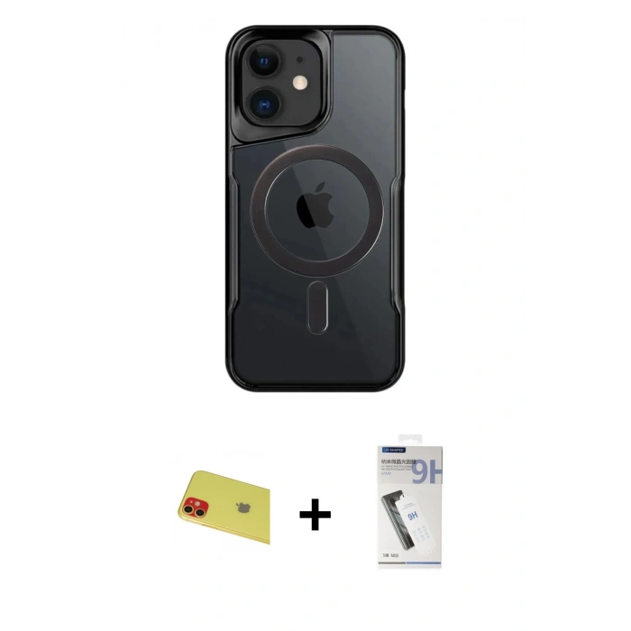MARSİLYAN™- iPhone 11 Kılıf Yadigar Klasik Özel Seri - Şeffaf Uv Polymer Nano Ekran Koruyucu + Rainbow Kamera Lens Koruma Cam - KI