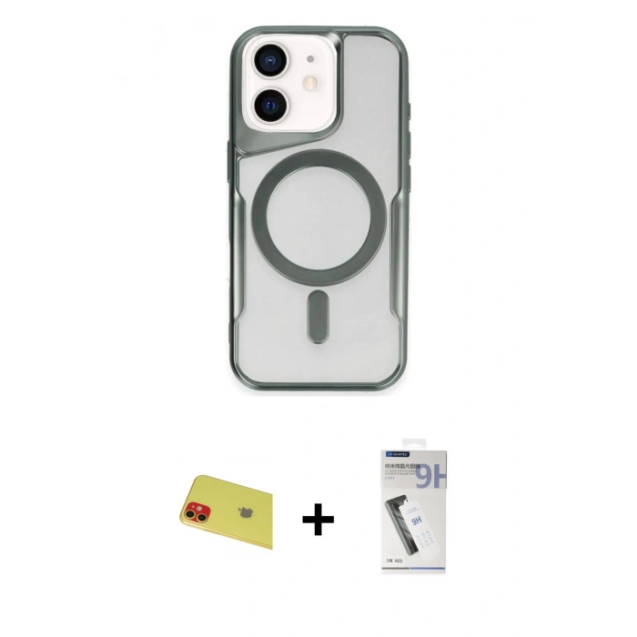 MARSİLYAN™- iPhone 11 Kılıf Yadigar Klasik Özel Seri - Şeffaf Uv Polymer Nano Ekran Koruyucu + Rainbow Kamera Lens Koruma Cam - KI
