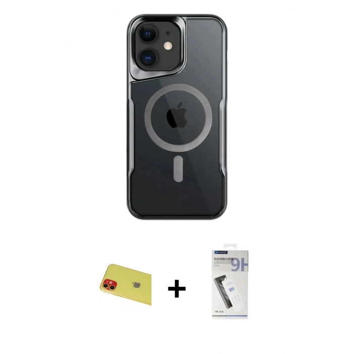 MARSİLYAN™- iPhone 11 Kılıf Yadigar Klasik Özel Seri - Şeffaf Uv Polymer Nano Ekran Koruyucu + Rainbow Kamera Lens Koruma Cam - KI