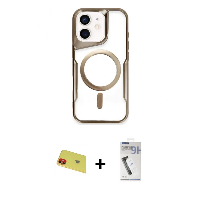 MARSİLYAN™- iPhone 11 Kılıf Yadigar Klasik Özel Seri - Şeffaf Uv Polymer Nano Ekran Koruyucu + Rainbow Kamera Lens Koruma Cam - KI