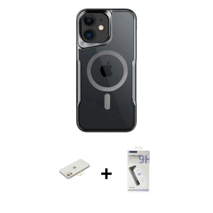 MARSİLYAN™- iPhone 11 Kılıf Yadigar Klasik Özel Seri - Şeffaf Uv Polymer Nano Ekran Koruyucu + Renkli Kamera Lens Koruma Cam - SI